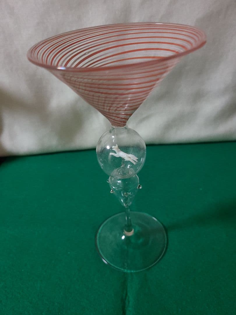 アンティークオーストリアビミニ工房によるフィギュア入りグラス　白馬