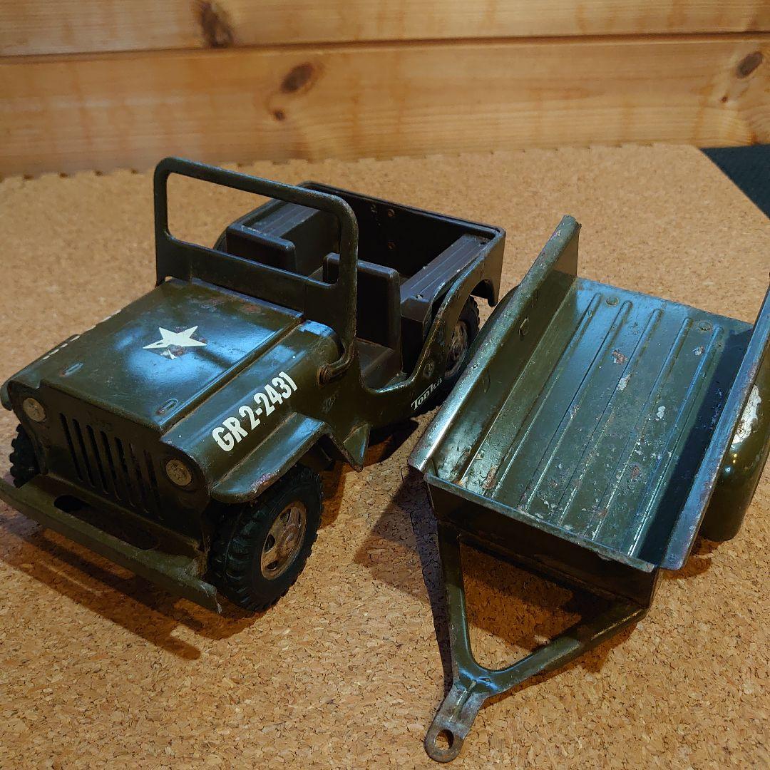 Tonka Jeep ブリキ ミニカー トレーラー付き
