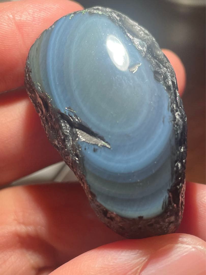 研磨品　十勝石玲瓏　水色、ブルー、イエロー　レインボーオブシディアン