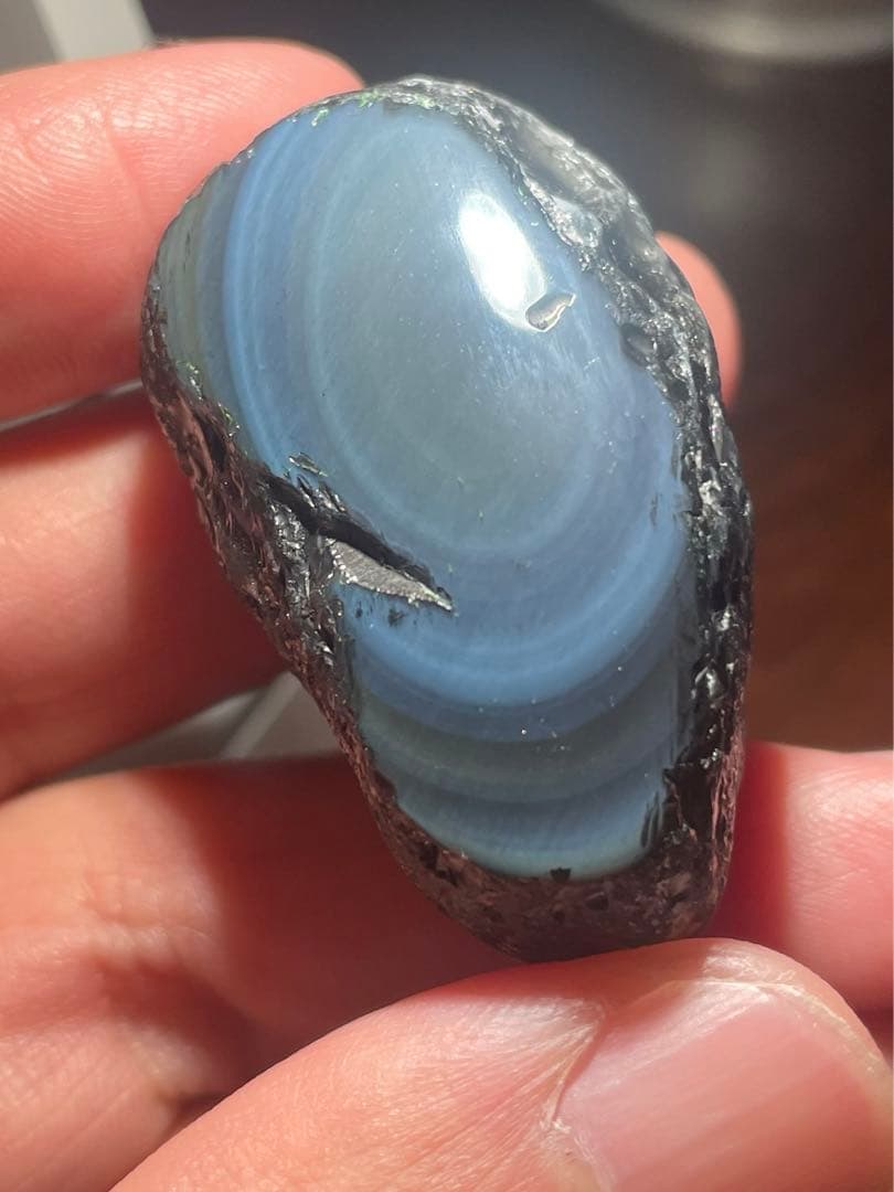 研磨品　十勝石玲瓏　水色、ブルー、イエロー　レインボーオブシディアン