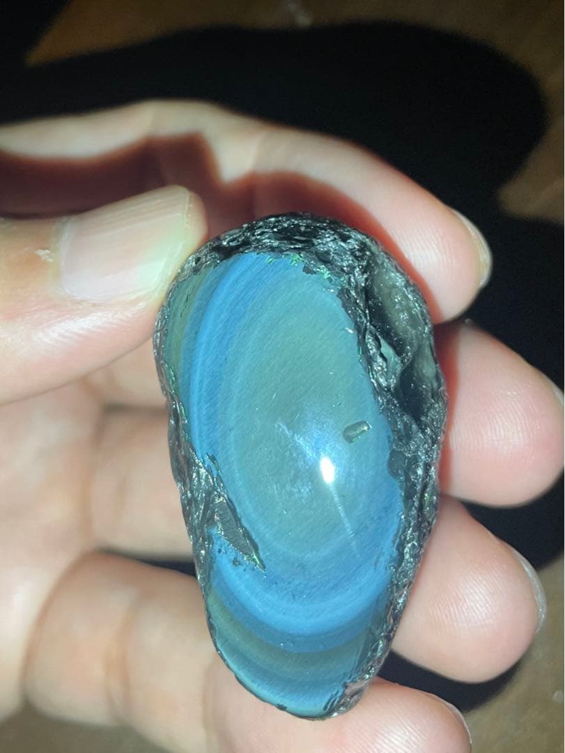 研磨品　十勝石玲瓏　水色、ブルー、イエロー　レインボーオブシディアン