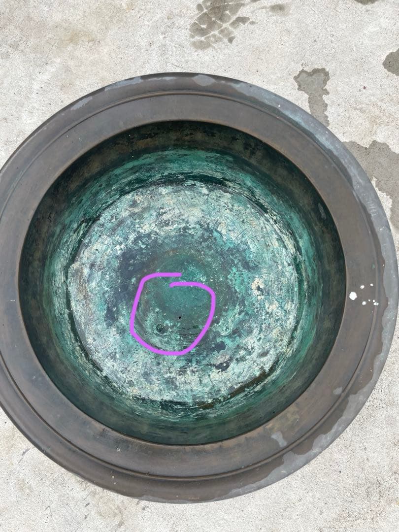 大正十一年青銅製 獅子足火鉢 木製台座付き