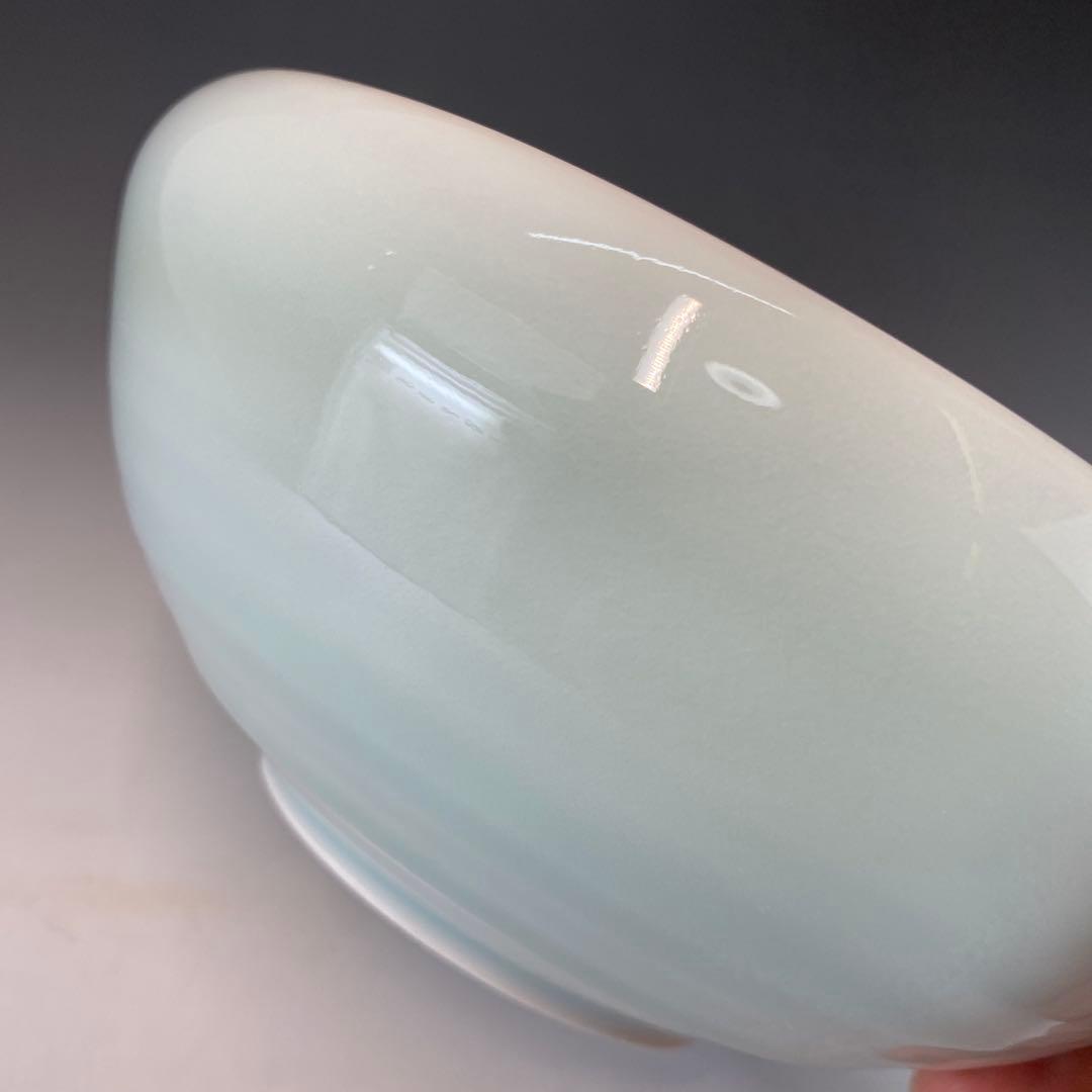 【茶道具】快山窯　塚本快示造　青青磁菓子鉢（共箱）