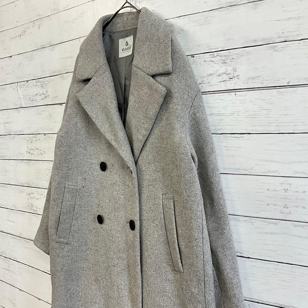 ナノユニバース ロングコート ライトグレー F 秋冬 きれいめ 大人上品 通勤