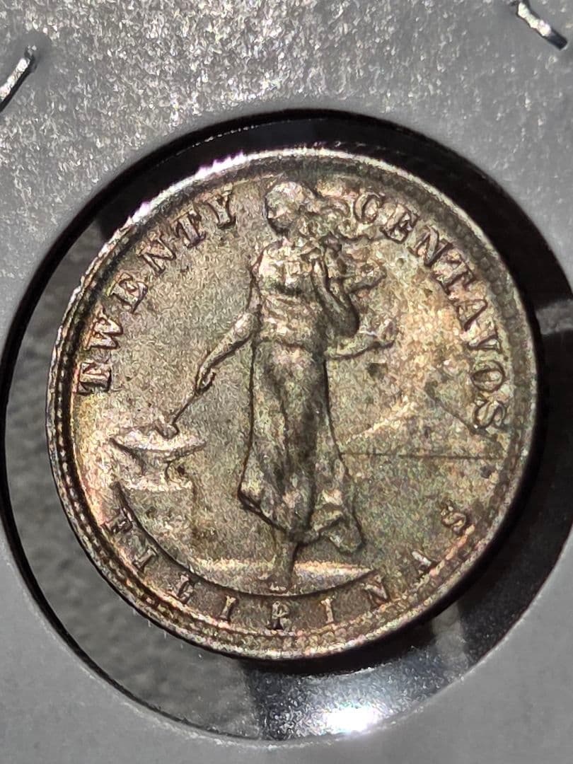 (稀少な状態)アメリカ合衆国統治下　フィリピン　20センタボ銀貨　1929 M