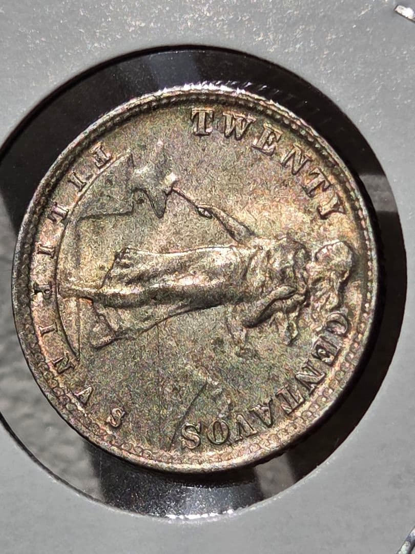 (稀少な状態)アメリカ合衆国統治下　フィリピン　20センタボ銀貨　1929 M