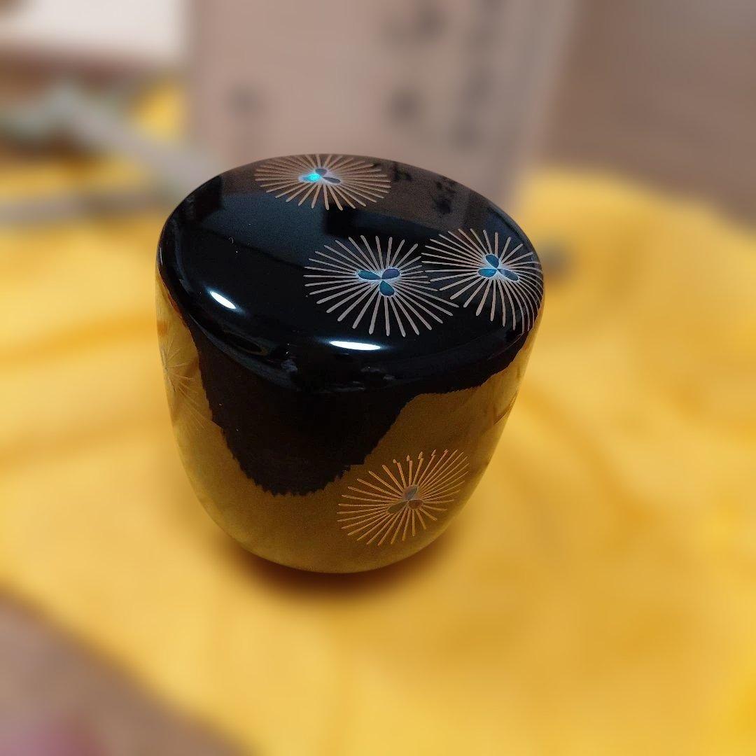 茶道具　なつめ　唐松蒔絵　中棗　松雲　輪島塗　木箱入り