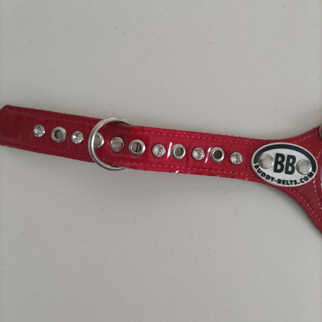 バディベルト ハ－ネスBBベルト ６号エナメル！レッド スワロフスキー付き