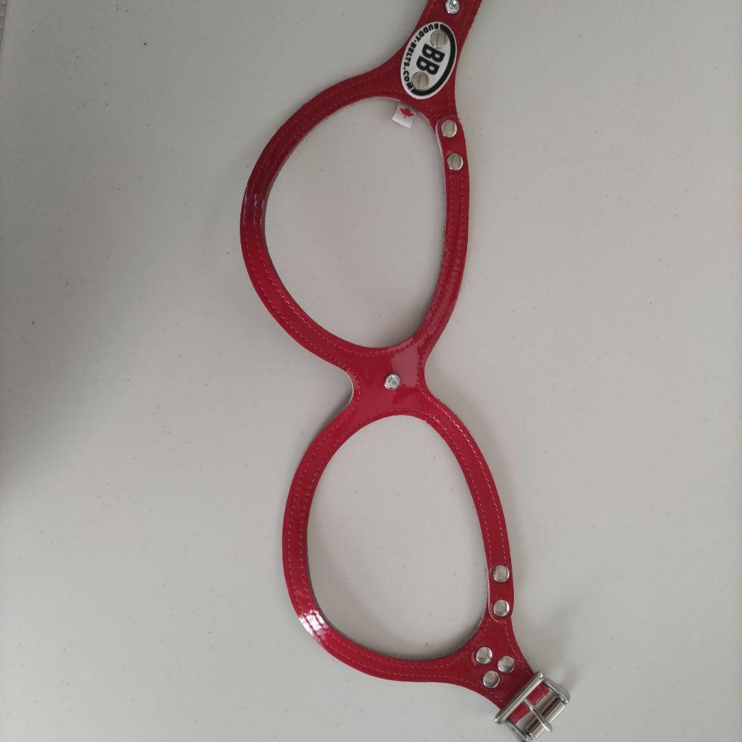 バディベルト ハ－ネスBBベルト ６号エナメル！レッド スワロフスキー付き