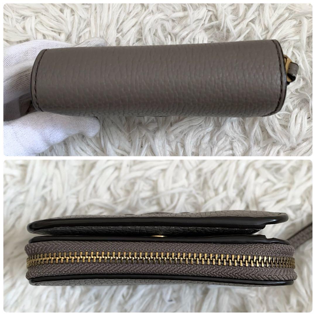 極美品✨トリーバーチ 折り財布 テア ロゴ レザー ジップ ケース グレー