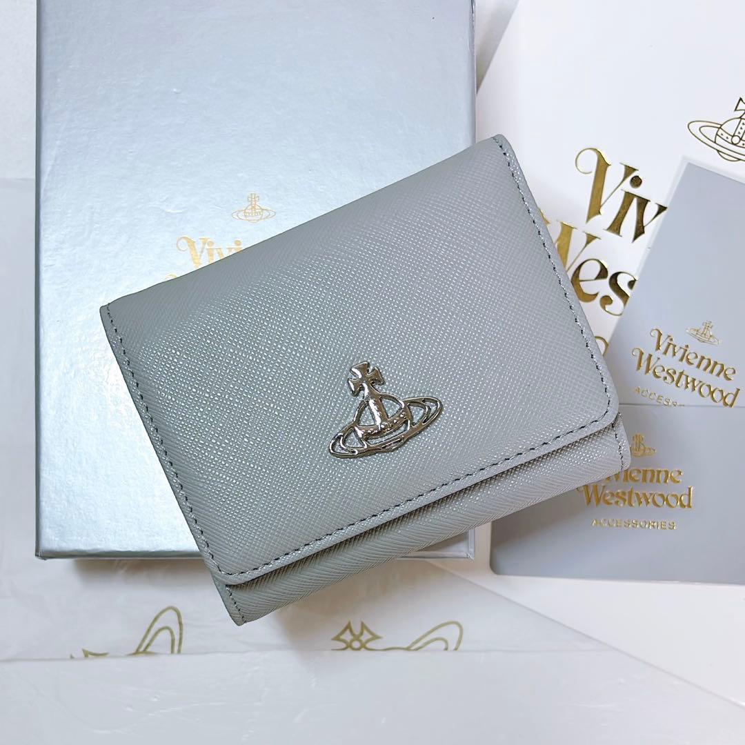 【ショッパー付き】新品 ヴィヴィアン・ウエストウッド　三つ折り財布 グレー