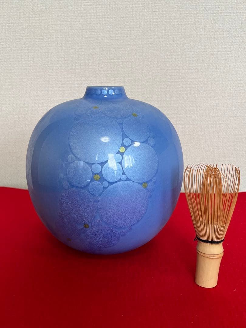 中田一於 淡青 釉裏銀彩 壺 N41 日本工芸会正会員 九谷焼