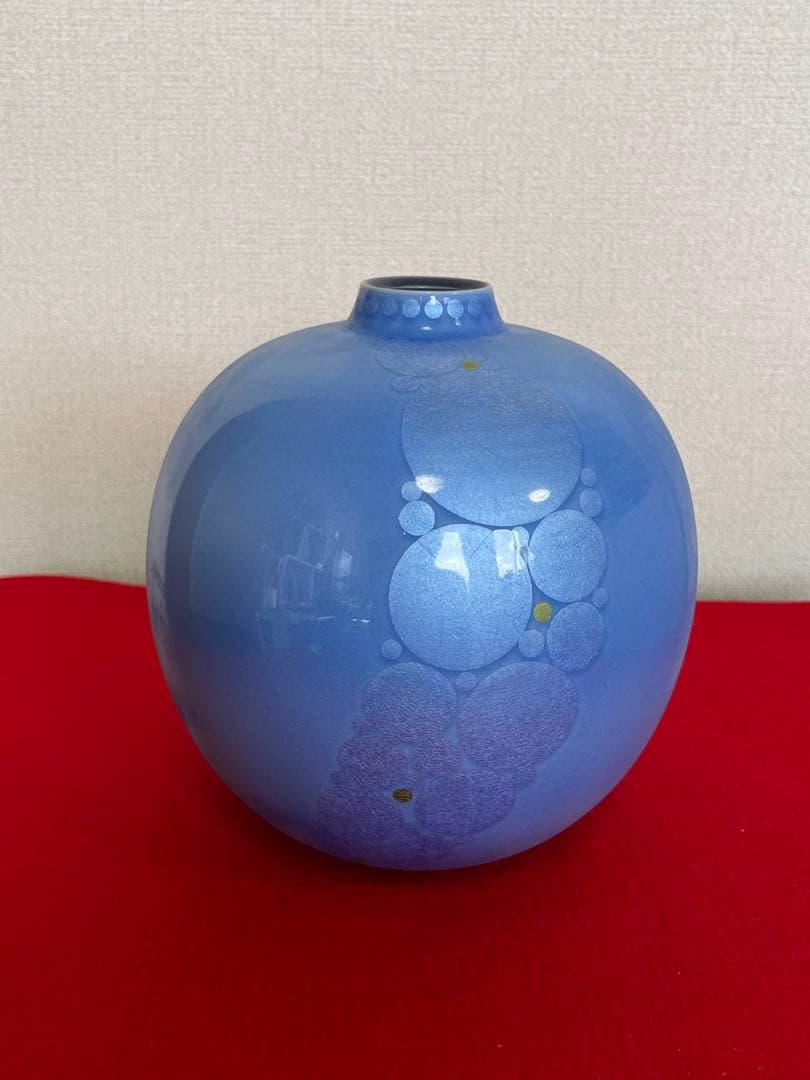 中田一於 淡青 釉裏銀彩 壺 N41 日本工芸会正会員 九谷焼