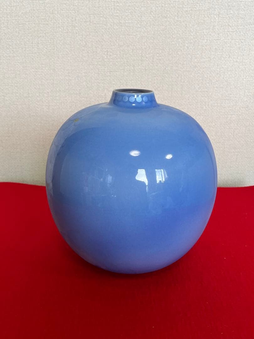 中田一於 淡青 釉裏銀彩 壺 N41 日本工芸会正会員 九谷焼