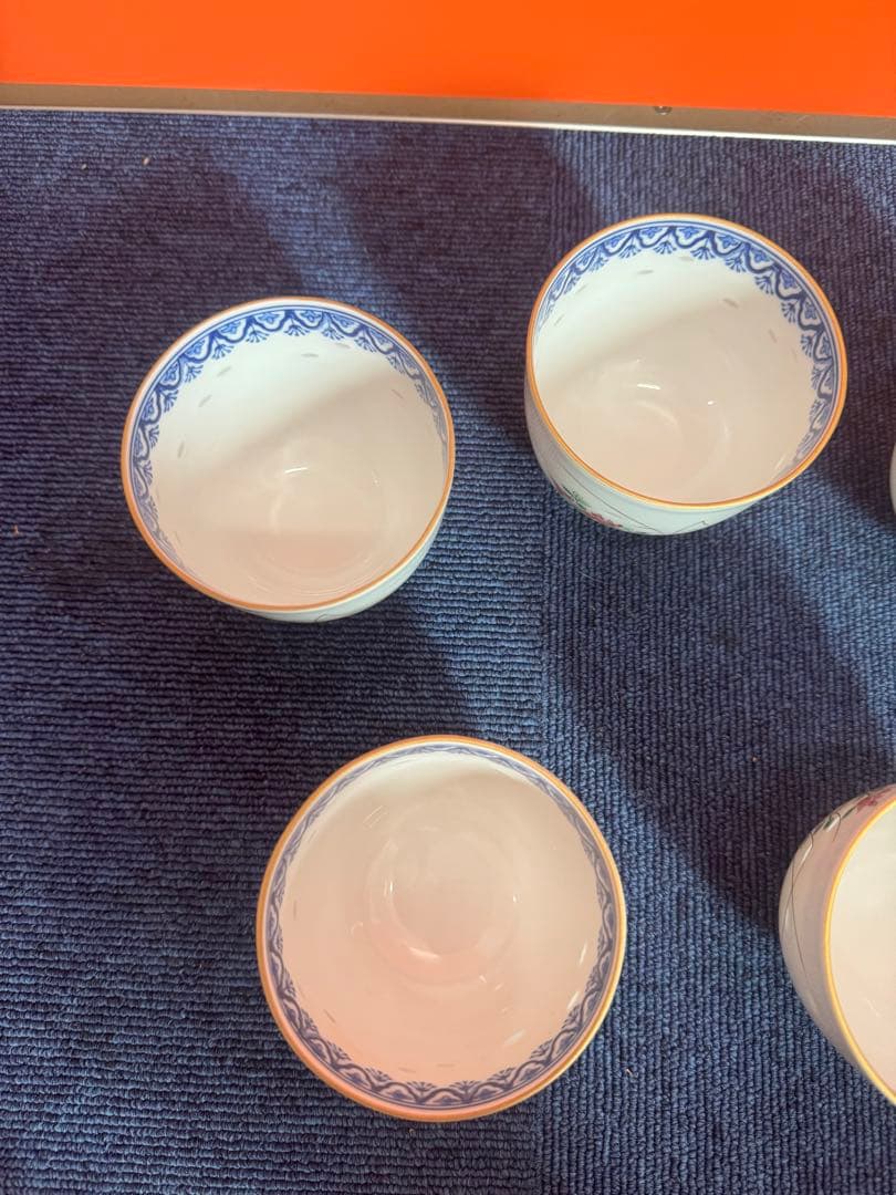 1809  其泉　蛍草花文　湯呑　5客　金彩　未使用