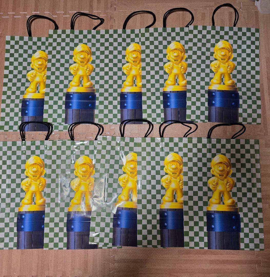 マリオ 金色フィギュア ショッピングバッグ(10枚まとめてお安く)