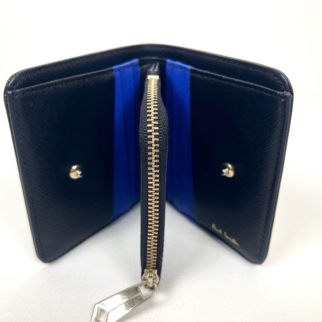 ポールスミス　二つ折り財布　ロゴプリント　サフィアーノ　ダブルフラップ　未使用級