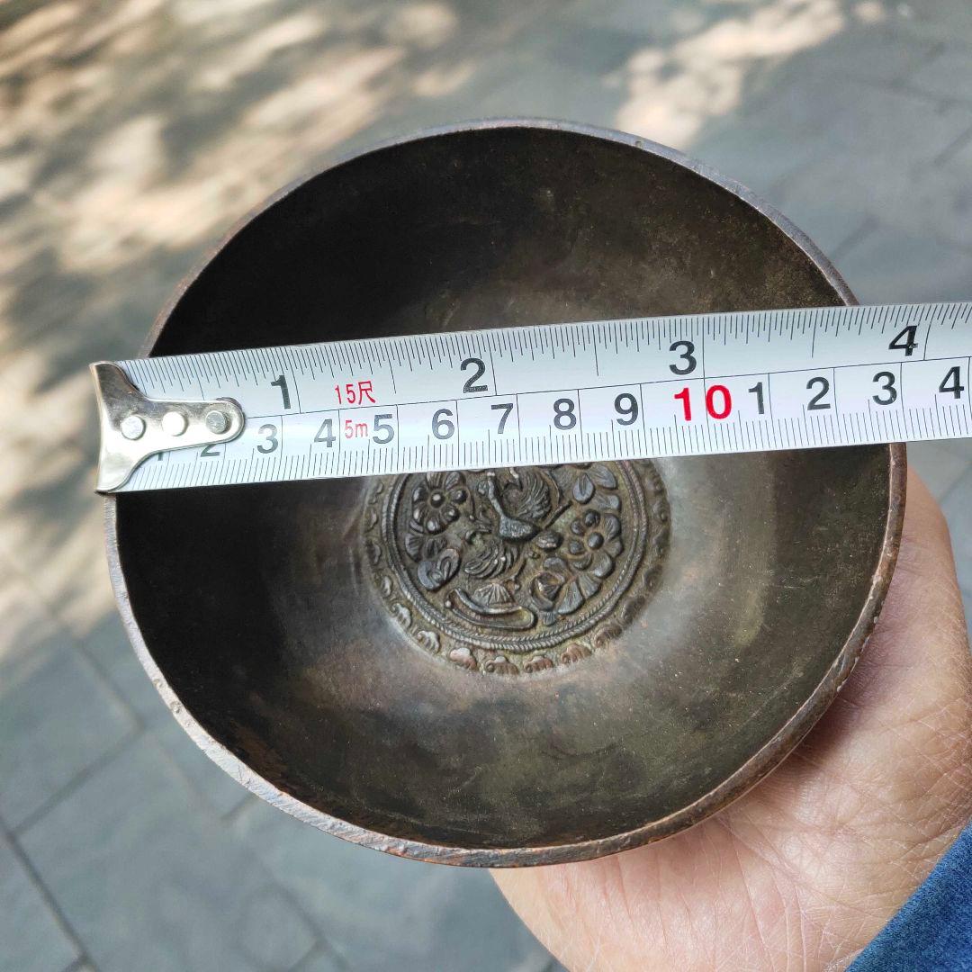 銅細工 花開纏枝銅碗 茶道 置物 装飾品 工芸品 美術品