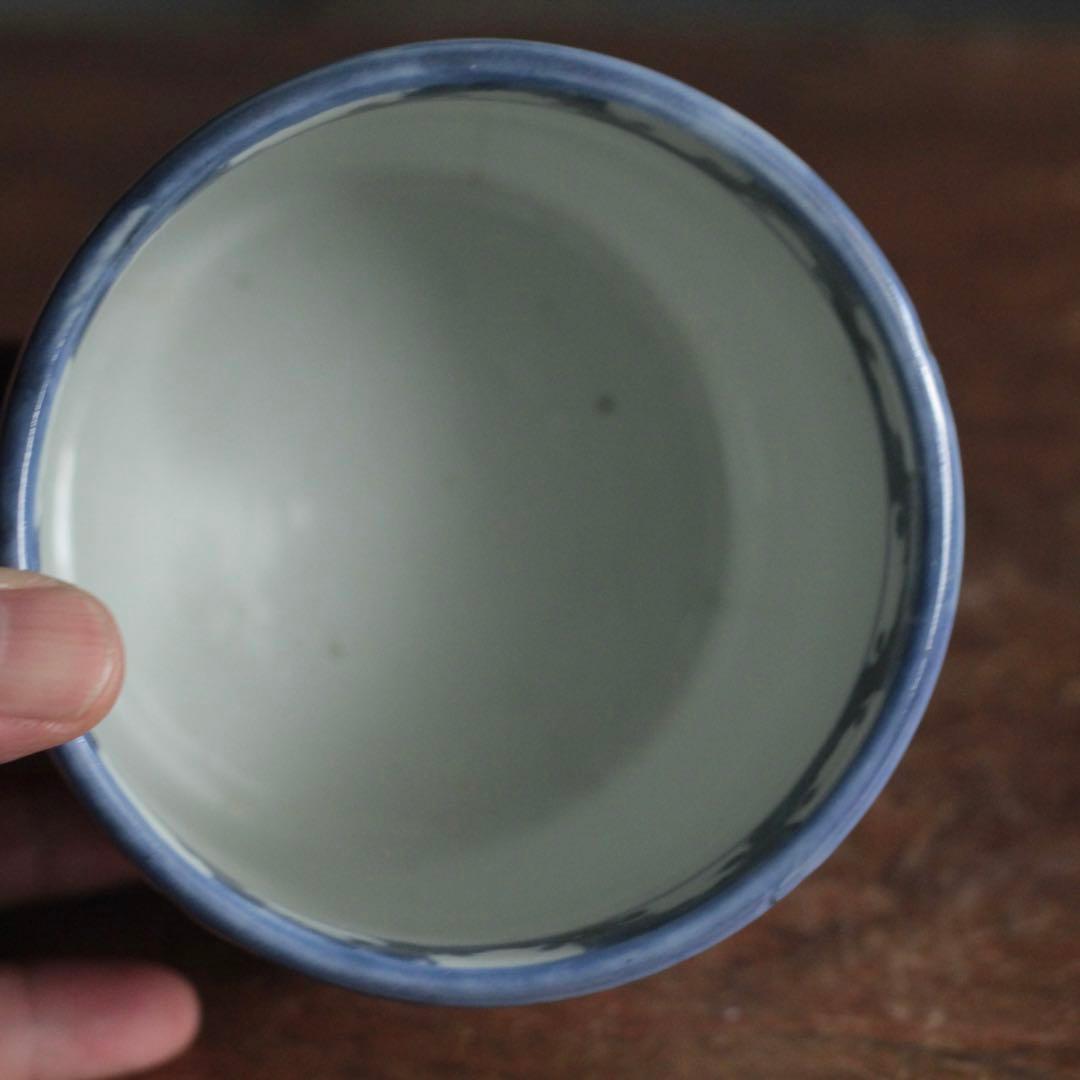 染付 丸文 破れ雪輪 火入れ 筒茶碗 古美術 古道具 アンティーク