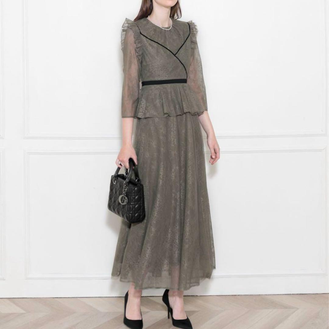 〜9/21値下げ) Leja 総レース花柄ロングワンピースドレス