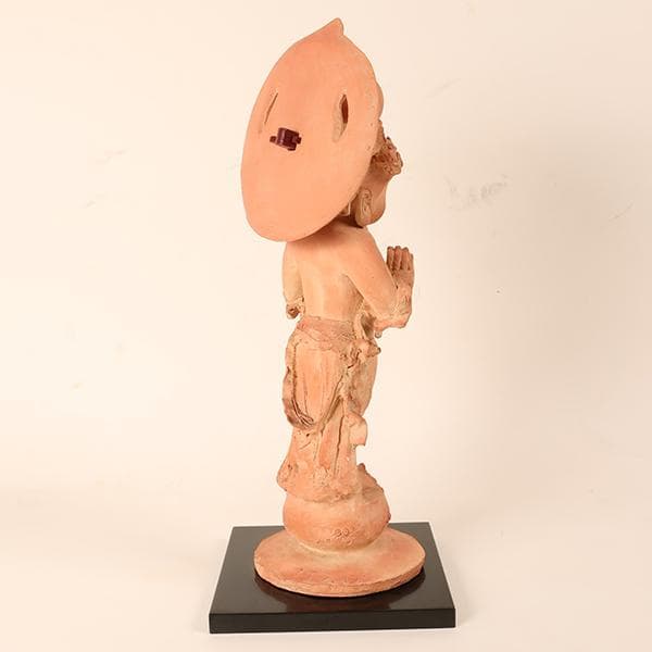 【長橋阿久於　造】　童不動尊　仏師　【陶器置物】