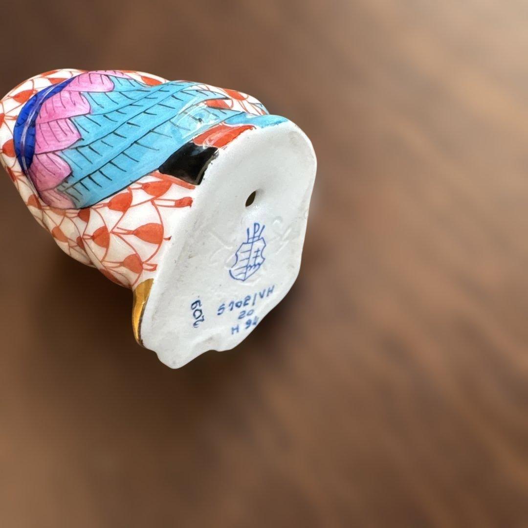 Herend 幾何学模様の陶器製鳥置物