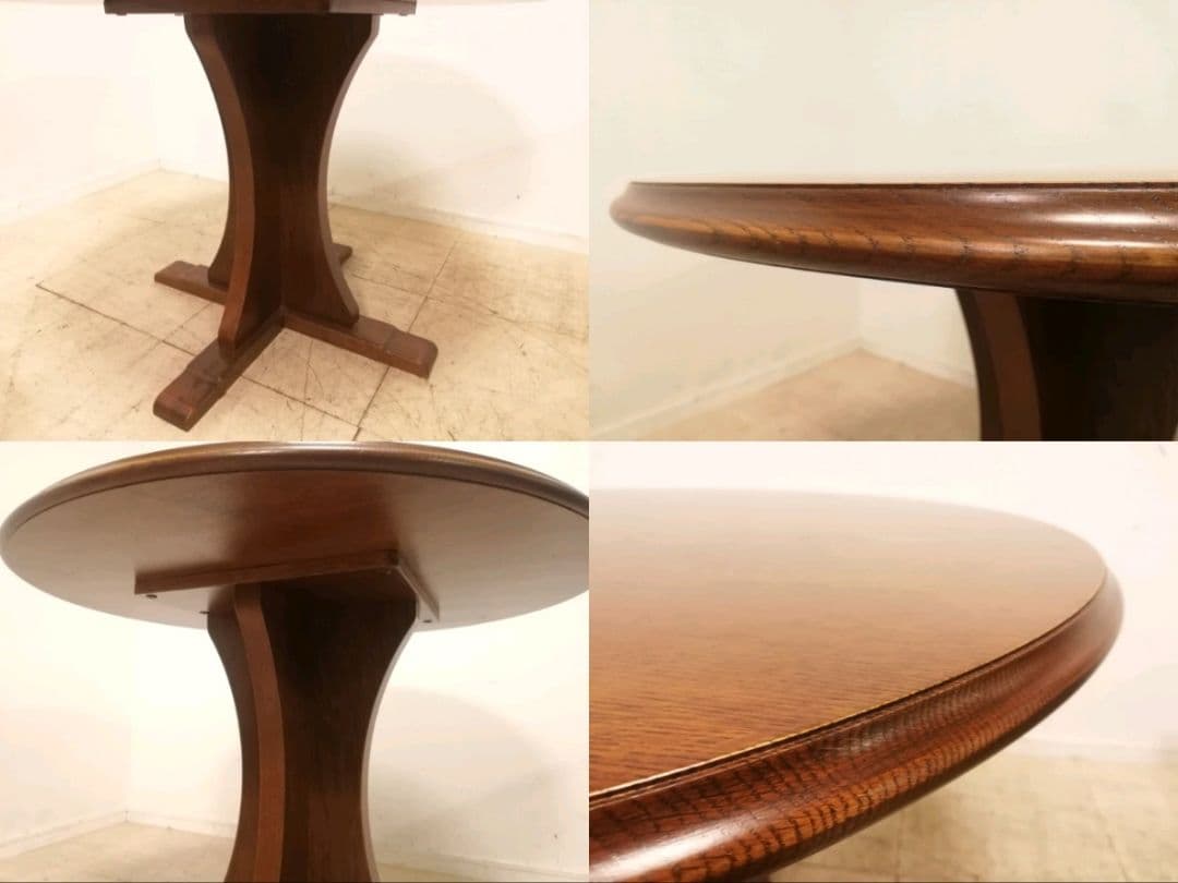 美品 三越家具 ブルージュ トラディショナル ラウンド型ダイニングテーブル 楢材