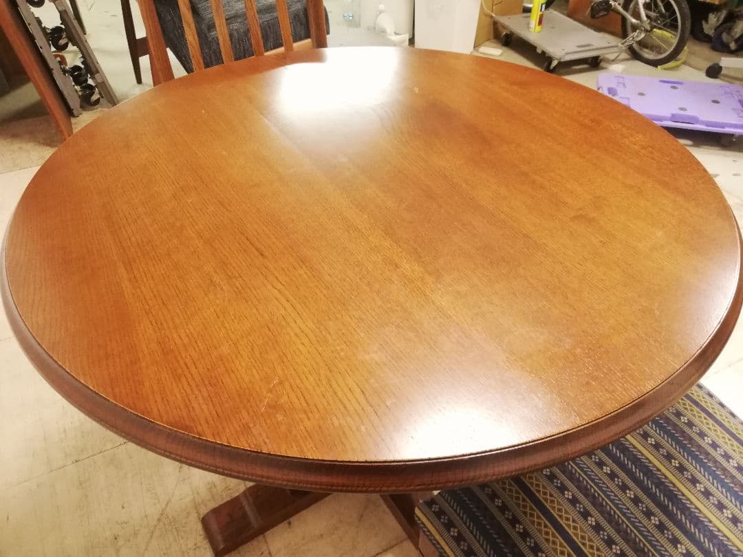 美品 三越家具 ブルージュ トラディショナル ラウンド型ダイニングテーブル 楢材