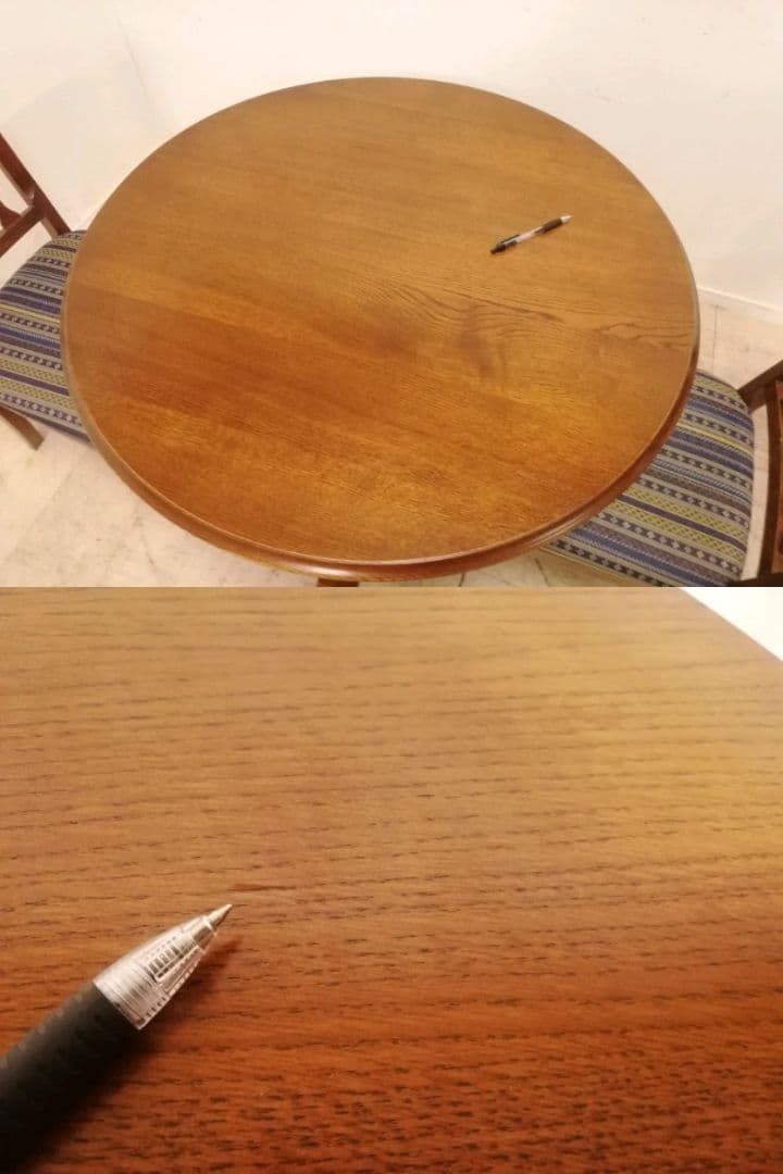 美品 三越家具 ブルージュ トラディショナル ラウンド型ダイニングテーブル 楢材
