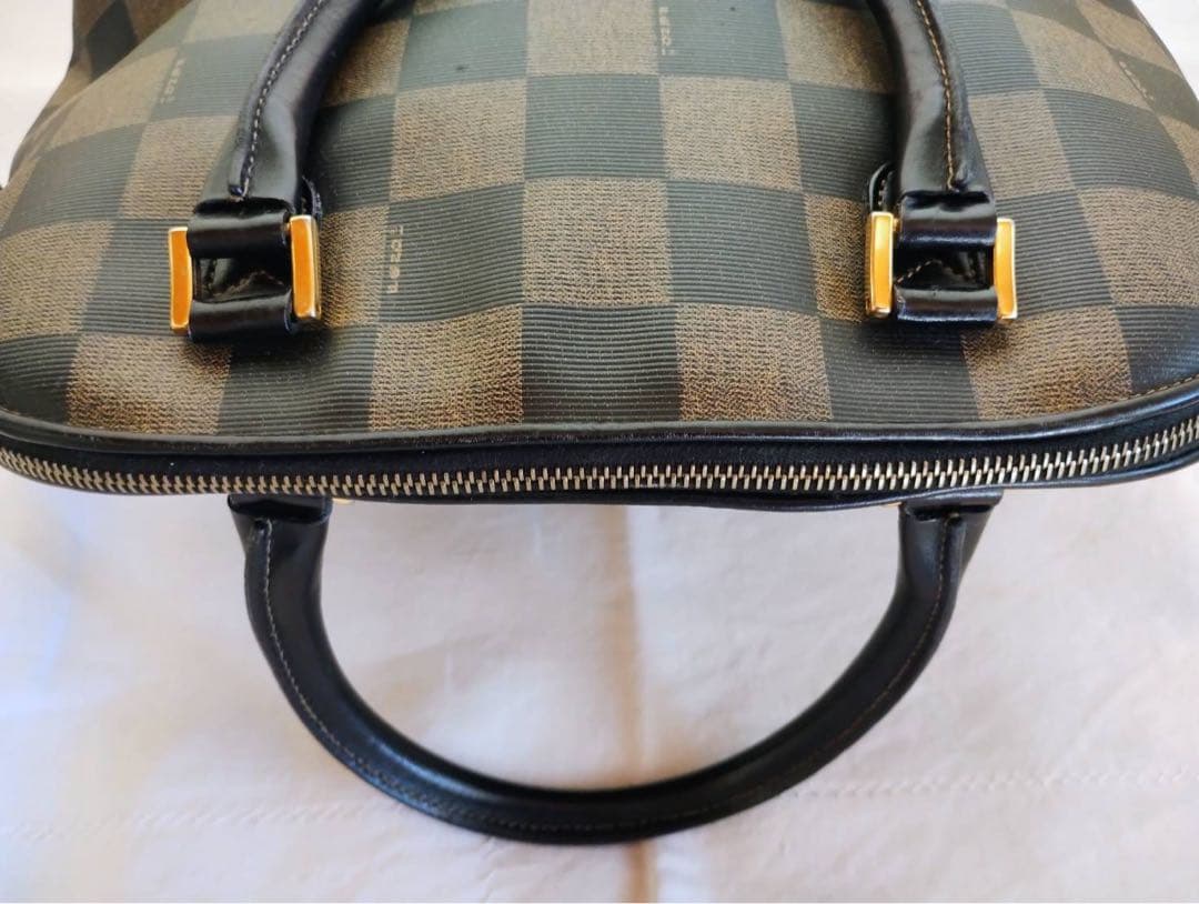 ビンテージ オールド フェンディ ペカン柄ブロックチェック 2wayトートバッグ