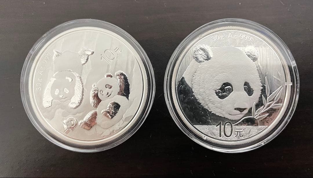 中国 10元 パンダ銀貨 2枚セット(2022年・2018年)