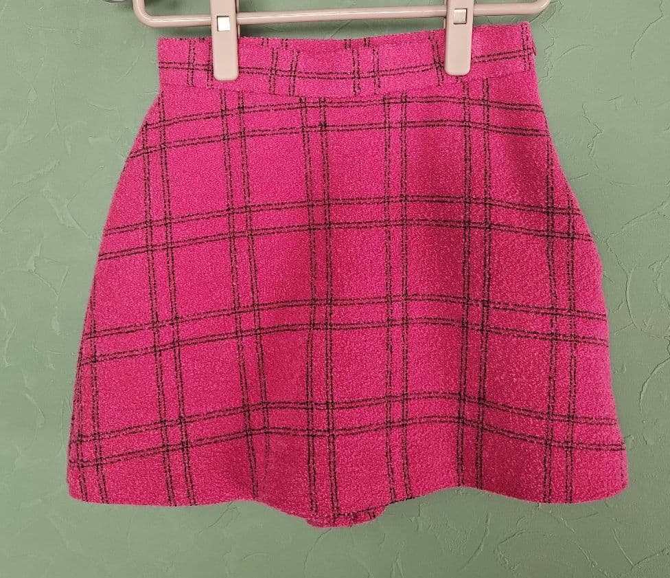 sheller/カラーツイードキュロット チェック柄 ピンク M