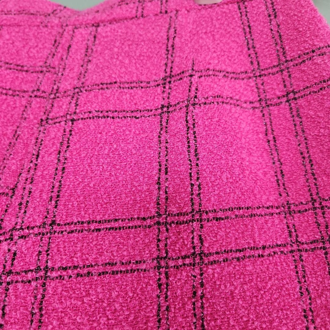 sheller/カラーツイードキュロット チェック柄 ピンク M