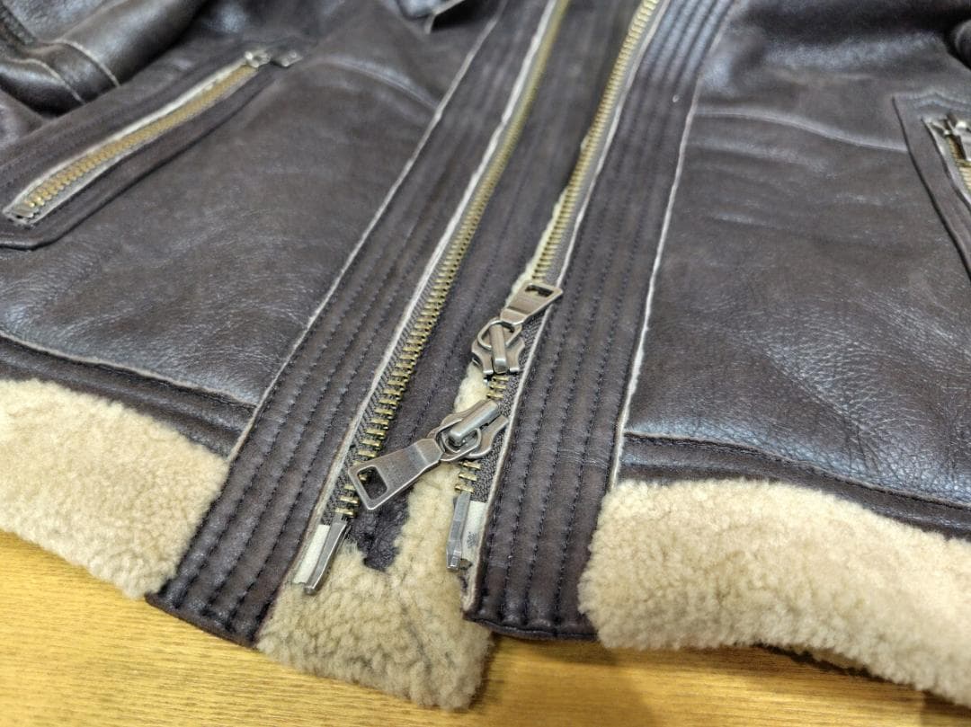 ☆バーバリーブラックレーベル☆リアルムートン フライトジャケット b-3 レザー