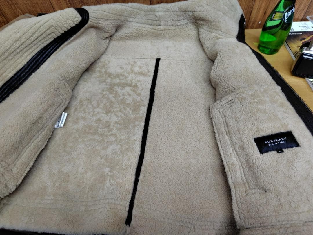 ☆バーバリーブラックレーベル☆リアルムートン フライトジャケット b-3 レザー
