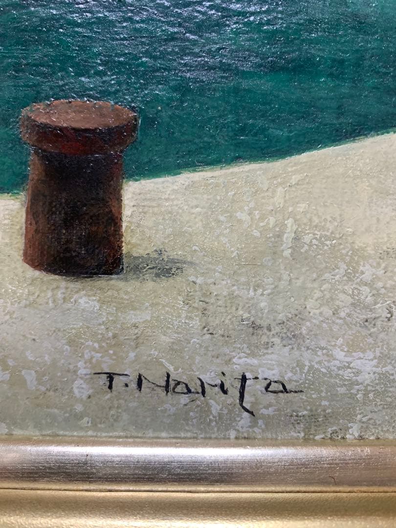 希少　絵画額装　油彩肉筆画　真作　成田禎介『白い船』F6サイズ　個展作品