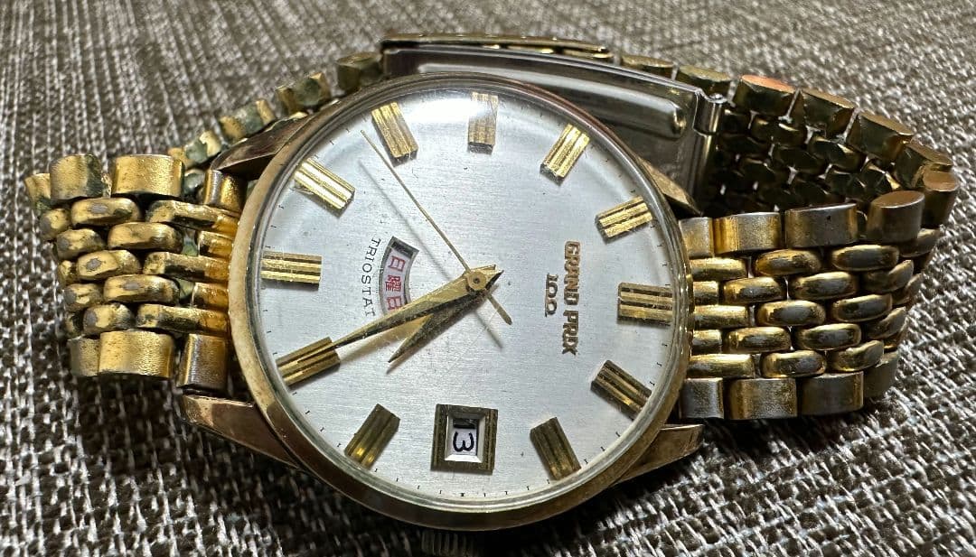 希少 100石 オリエント グランプリ100 トリオスタット 14KGF 動作品