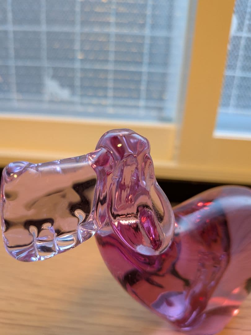 レア　ヴィンテージボヘミアガラスアメジスト色　犬の置物