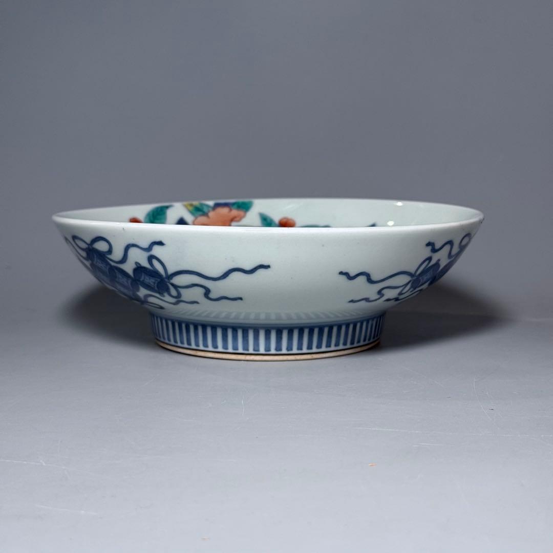 後期　色鍋島　椿文高台皿　櫛歯文高台　七宝結び文　桐箱付　幕末期