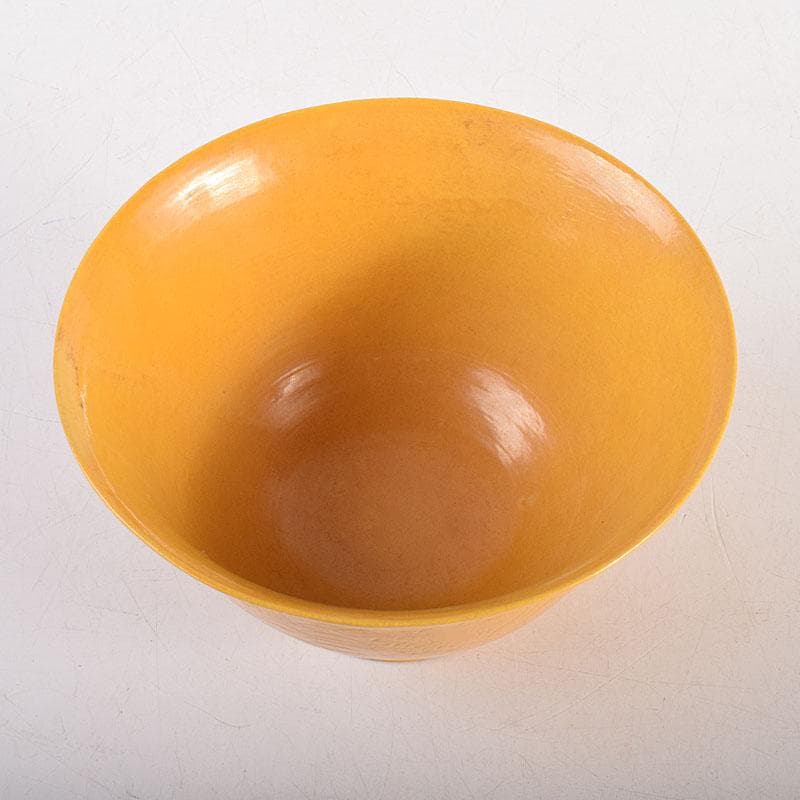 中国　大清光緒年製　黄釉　龍雲文鉢　C　7948