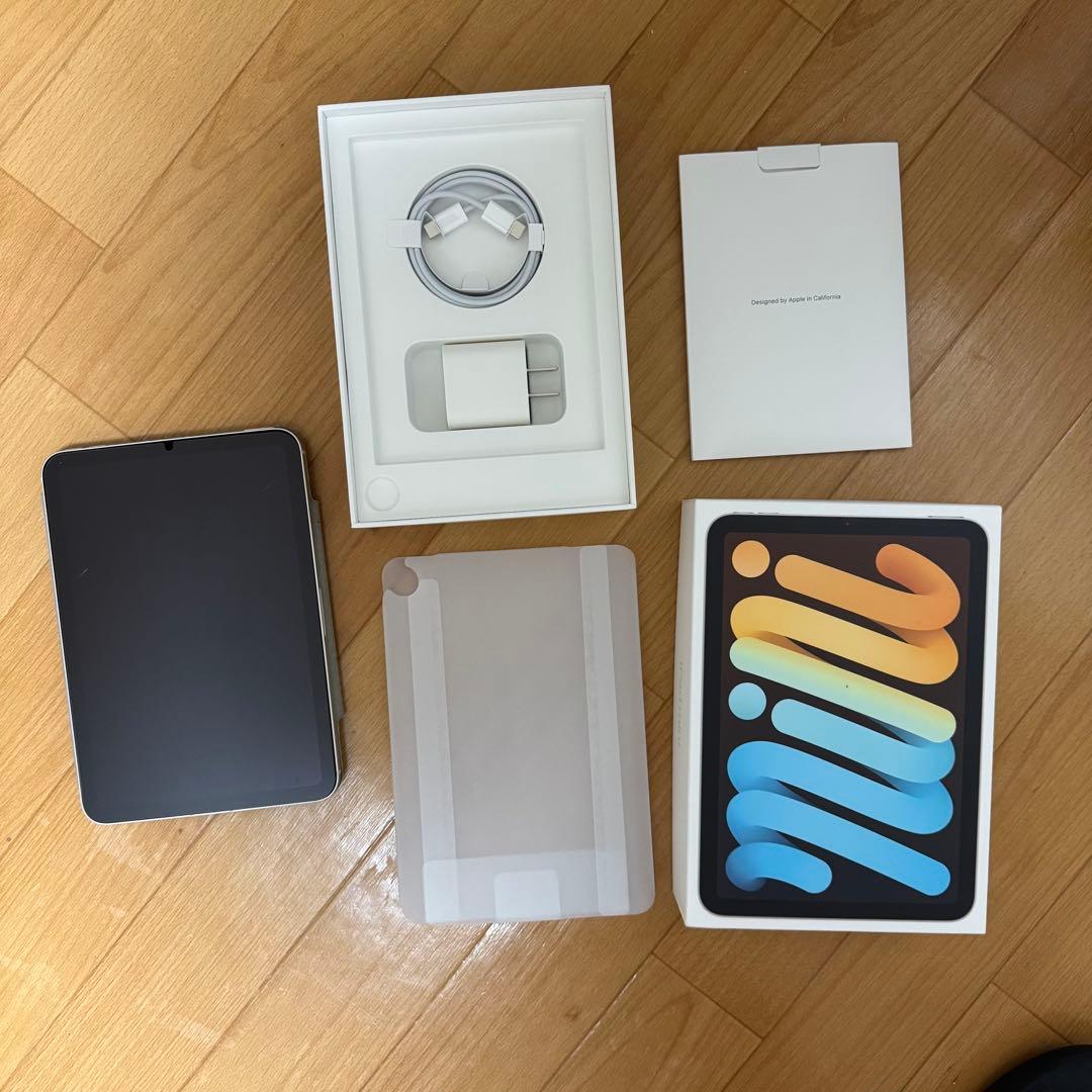 iPad mini 6世代　256GB　セルラーモデル、スターライト カバー付き