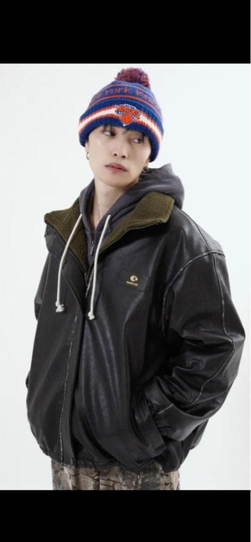 L2084　リバーシブルPUレザージャケット　L（black）　地底人