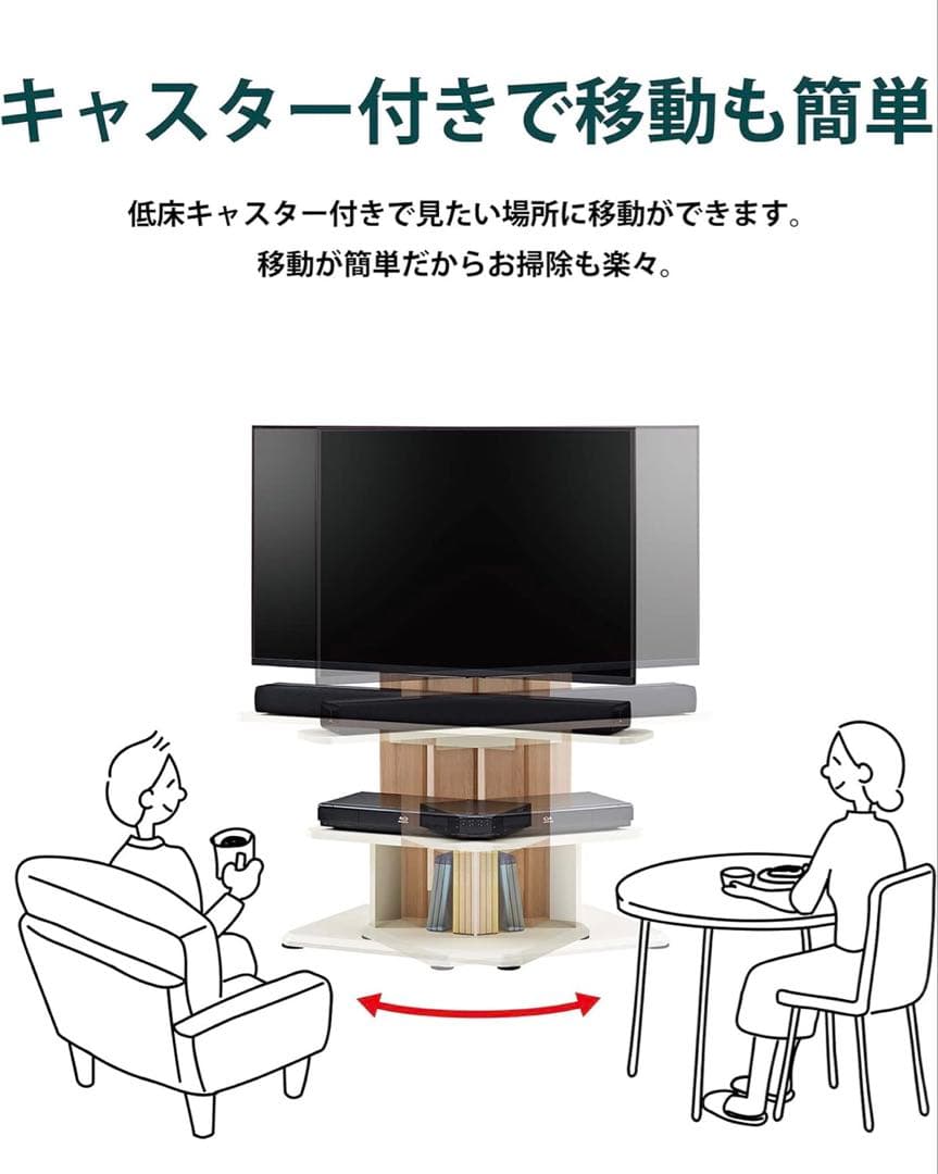 【セット2/2】朝日木材加工(Asahiwood) 壁寄せ テレビ スタンド