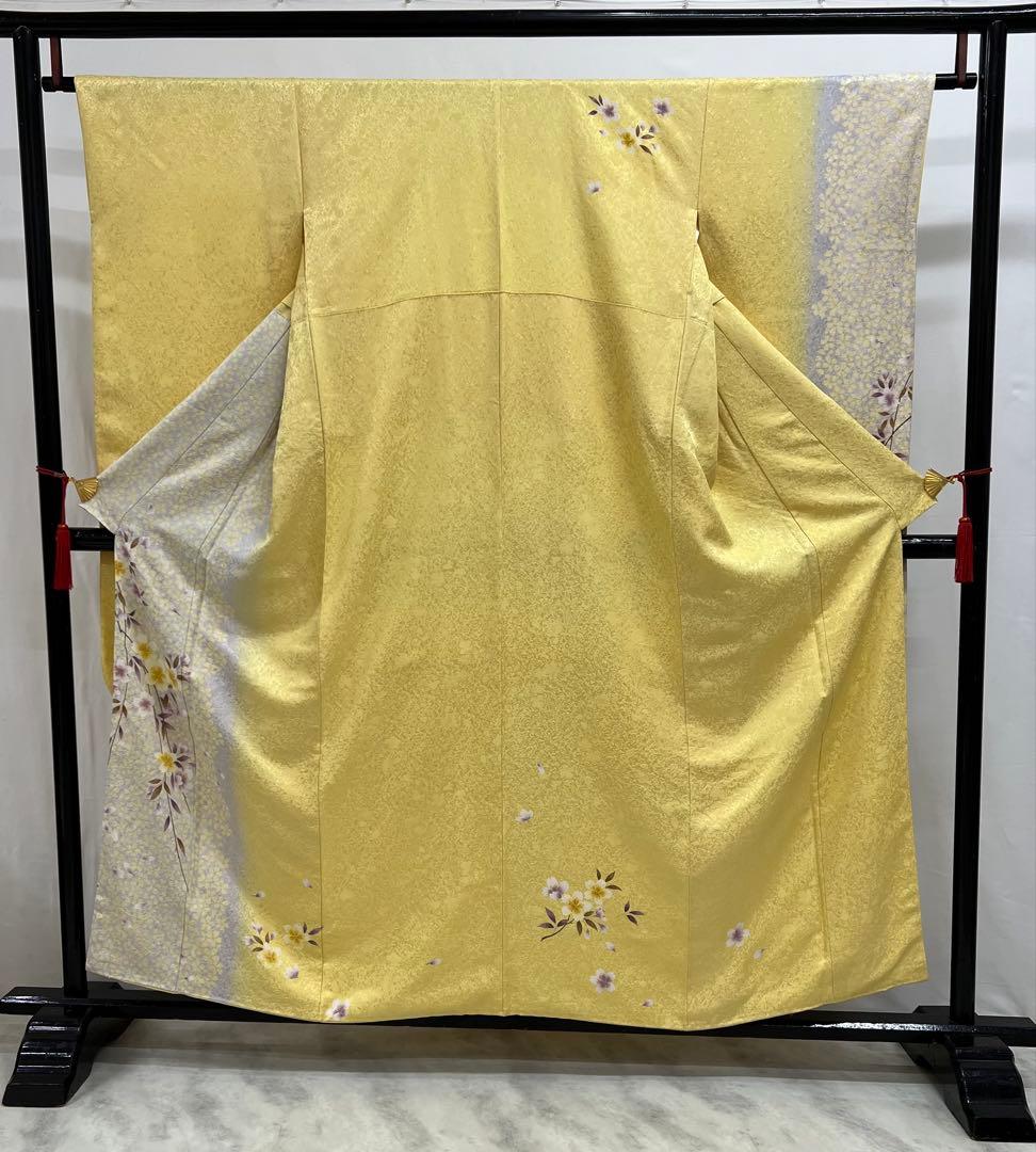 振り袖　フルセット　小柄な方に♪ 正絹長襦袢付　イエロー　桜　成人式　649