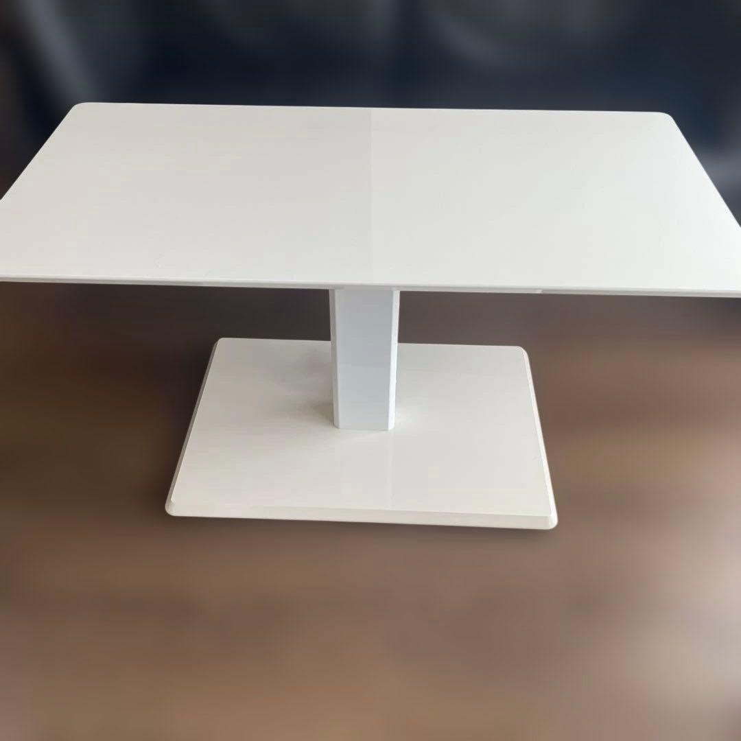 再お値下げ・移動がしやすいキャスター付き　ディノス昇降式テーブル幅120 白