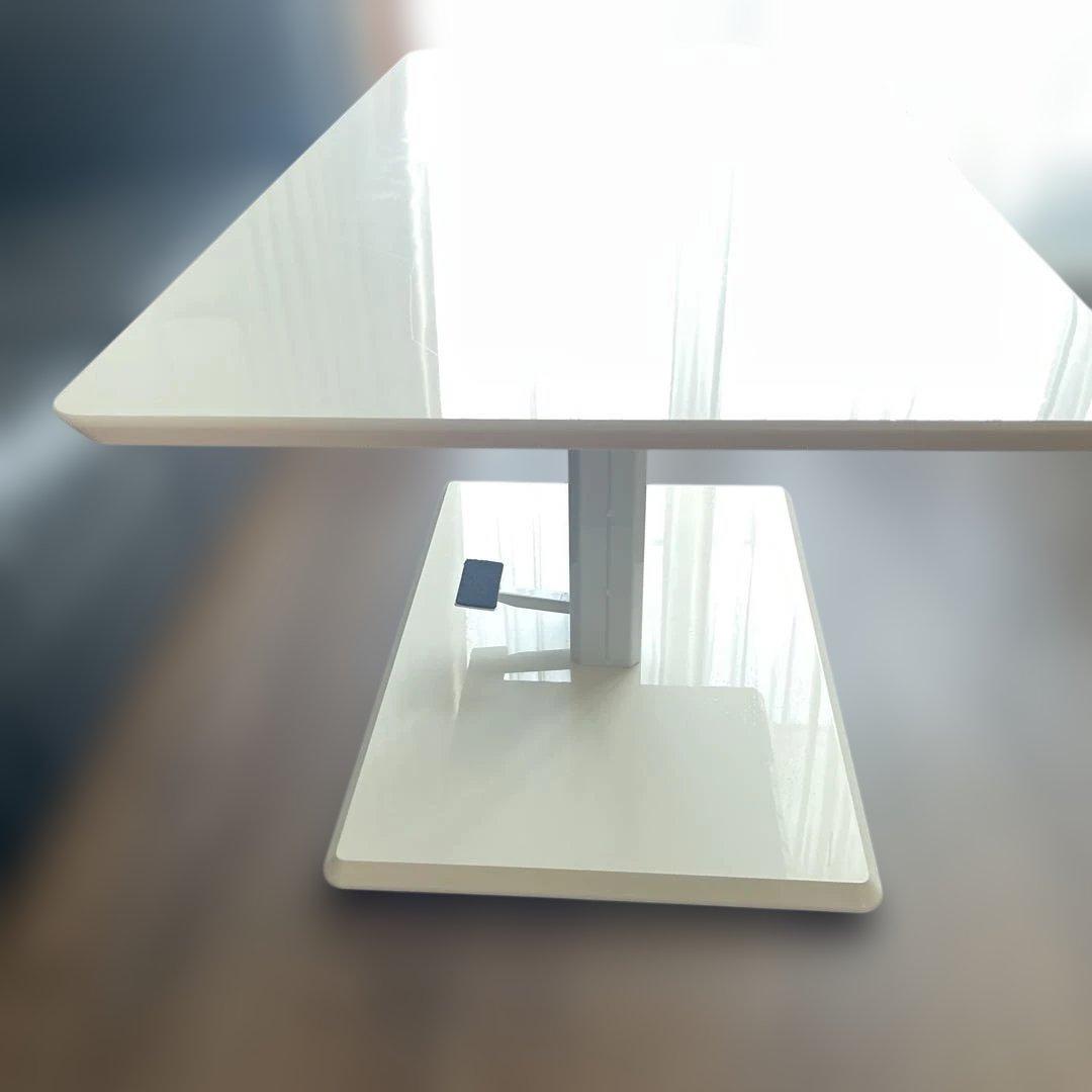 再お値下げ・移動がしやすいキャスター付き　ディノス昇降式テーブル幅120 白