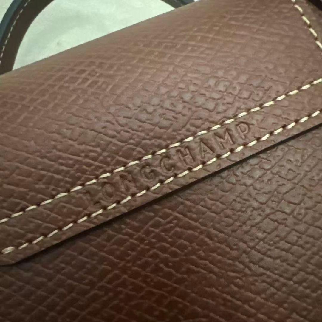 LONGCHAMP ブラウンエピュレ テクスチャードレザーミニバッ