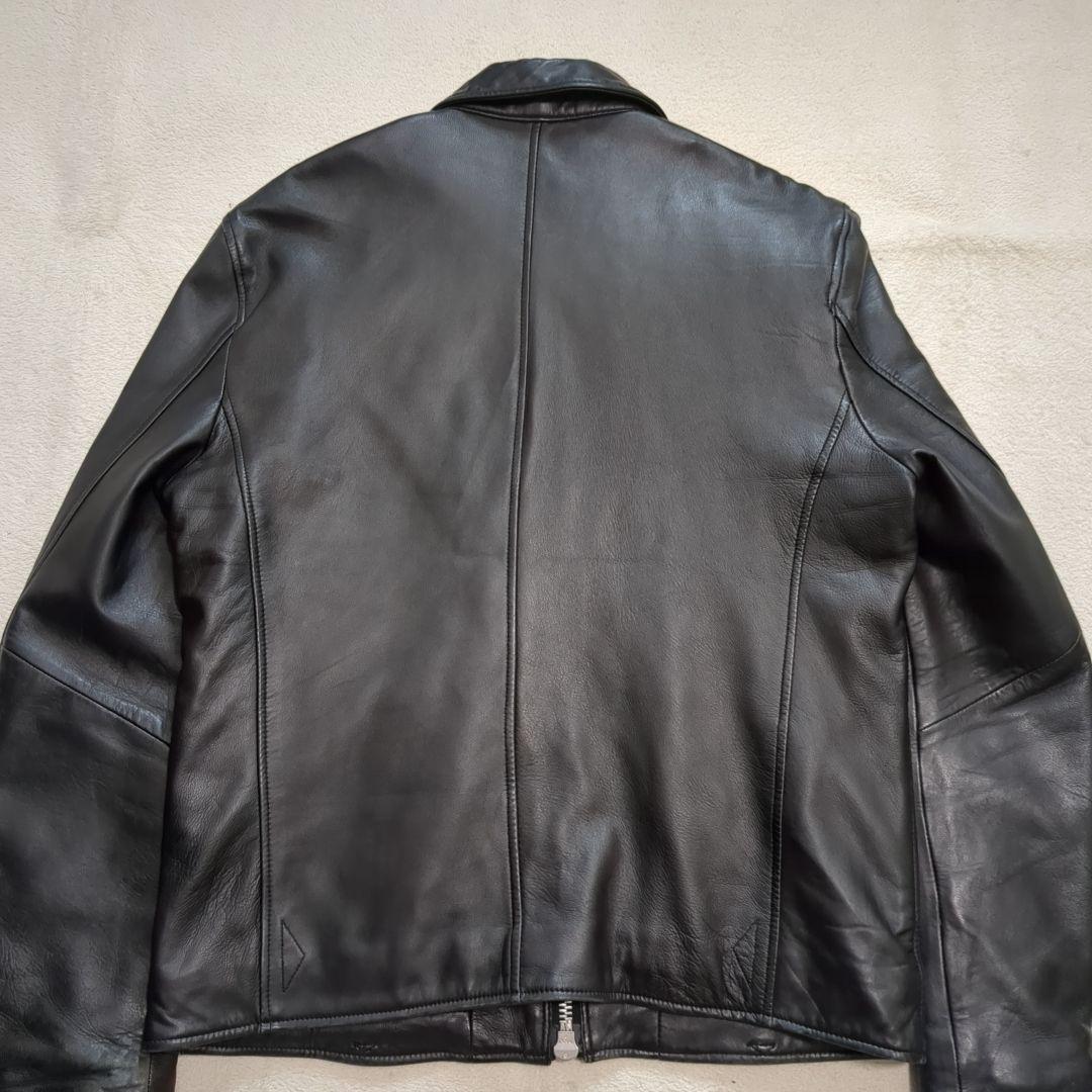 美品 ナノユニバース ラムレザー シングルライダース 裏地キルティング XL