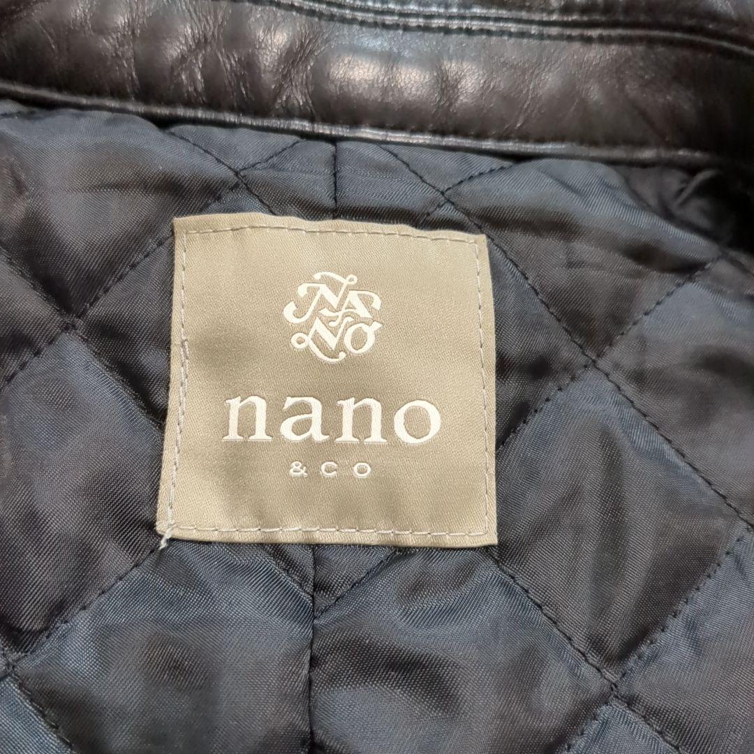 美品 ナノユニバース ラムレザー シングルライダース 裏地キルティング XL