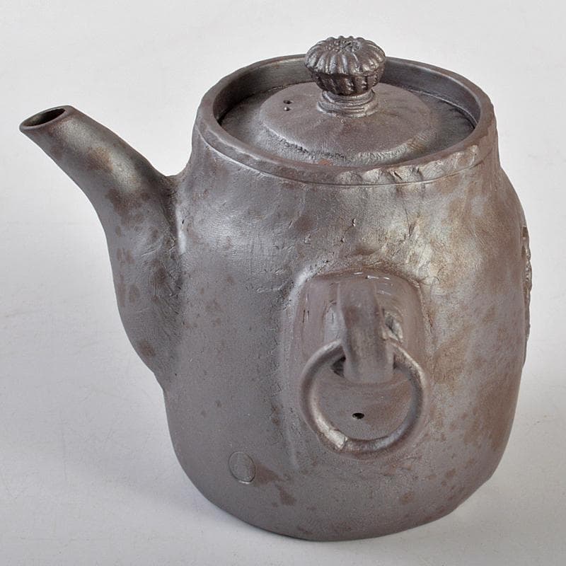 煎茶道具　萬古焼　白雲造　型萬古　遊環　横手急須　共箱　M　R7099